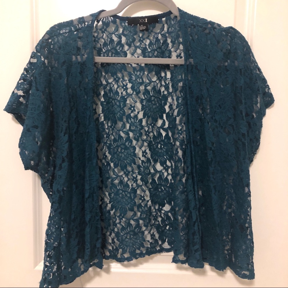 FOREVER 21 Teal Cardigan